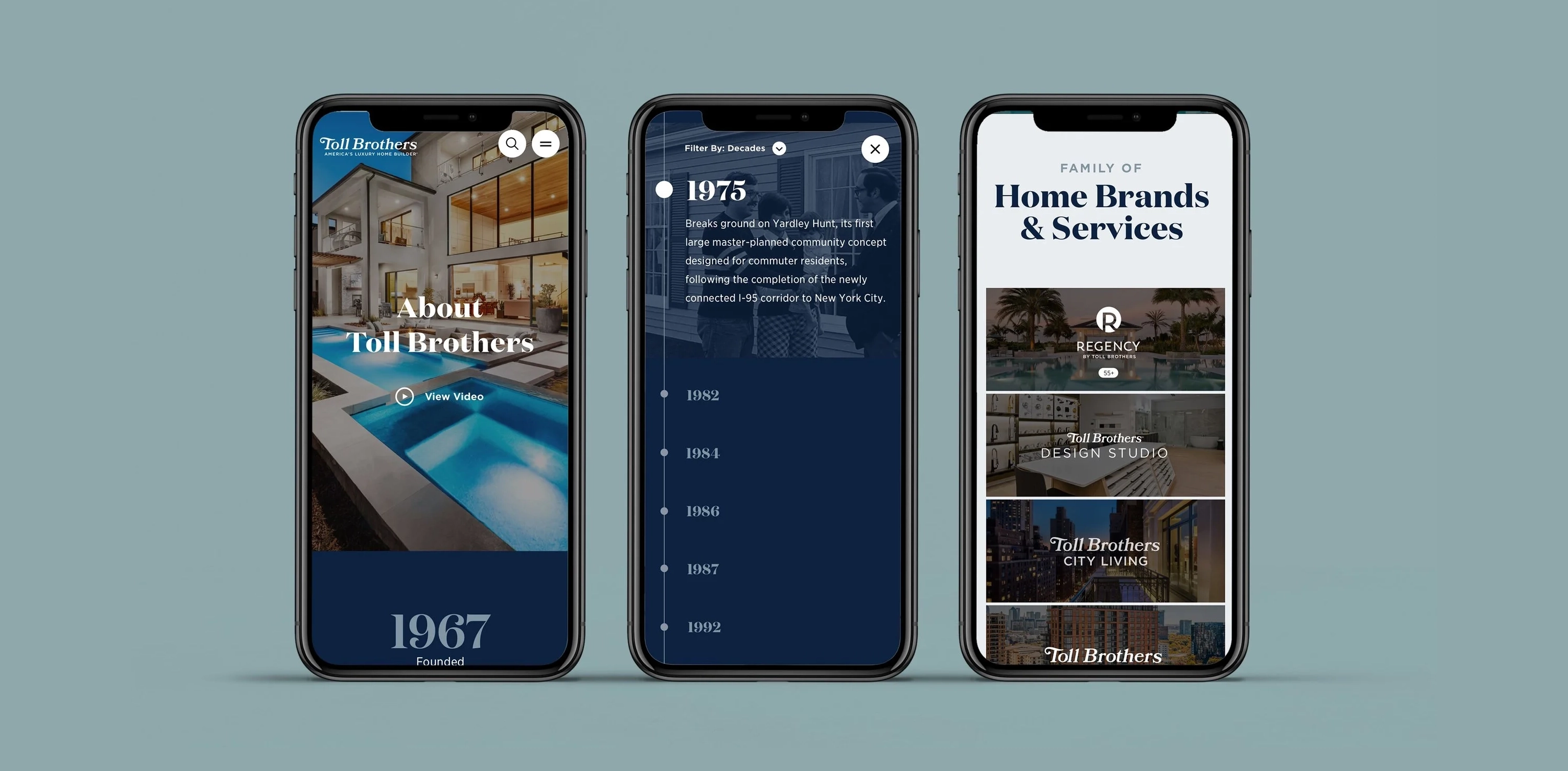 Toll Brothers About page redesign — final design