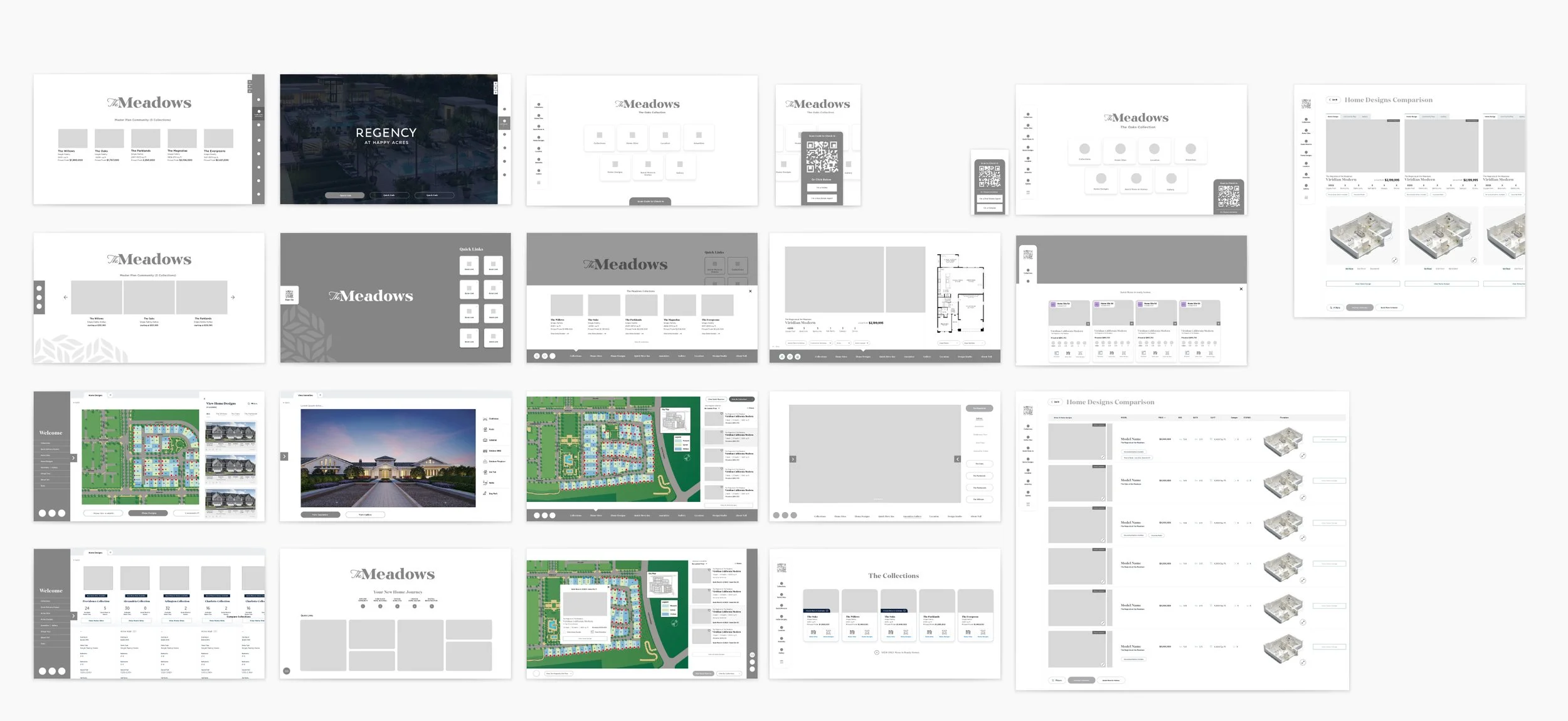 Working explorations — wireframes and design iterations